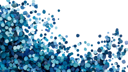 Png of A vibrant array of blue circular shapes creates a dynamic wave-like pattern, evoking a sense of movement and tranquility on transparent background.