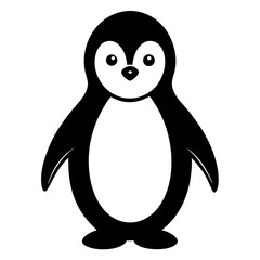 Obraz premium Black Penguin Icon, Cute Arctic Animal Vector Silhouette Design
