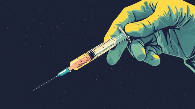 A person is holding a syringe