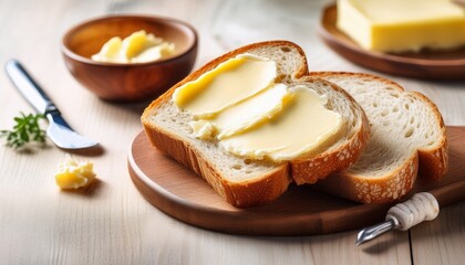 sliced bread with butter spread AI generated