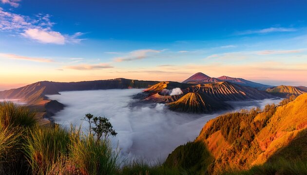 early sunrise at bromo crater in java
