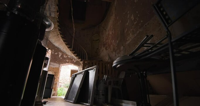 Cityscape of the green line in nicosia cyprus. Old abandoned houses in the middle of the island. High quality 4k footage