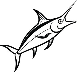 Sword Fish Line art Design with white background