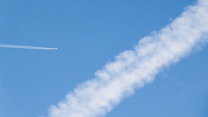 chemtrails, plane in the sky, contrail, conspiracy theory, exhaust gases, trail, sky, blue