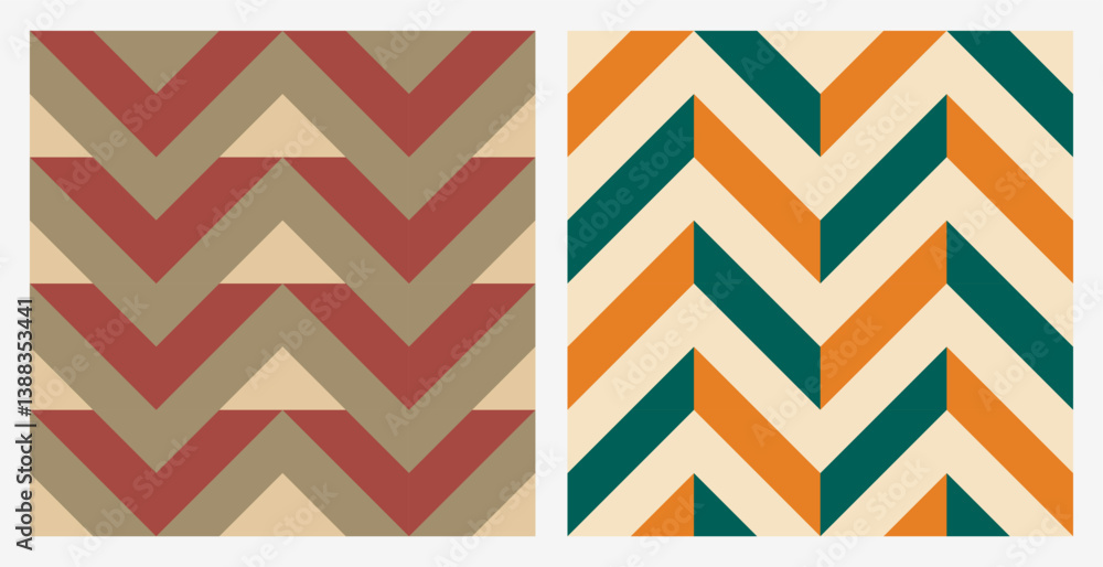Aufkleber retro geometric pattern set. seamless vector background