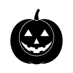 Halloween Pumpkin Vector Illustration on White Background with Carved Face