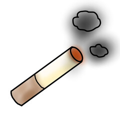 もくもく煙の出ている煙草のイラスト