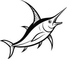 Sword Fish Line art Design with white background
