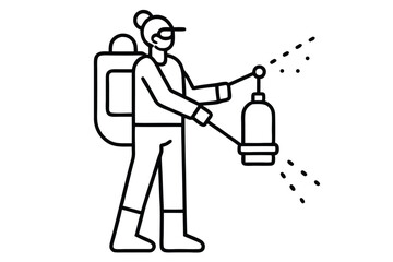 Mite disinfectant man icon. Outline mite disinfectant man vector icon for web design isolated on white background.