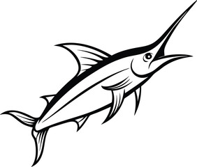 Sword Fish Line art Design with white background