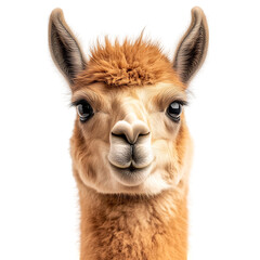 Gentle Llama with Soft Fur and Curious Gaze Isolated on Transparent Background