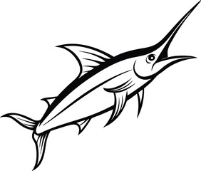 Sword Fish Line art Design with white background