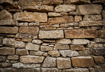 Obraz premium A stone wall with a lot of small rocks on it.