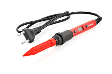 Electric soldering iron isolated over white background. Full depth of field.