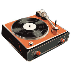 Vintage Turntable's Vinyl Symphony: A classic turntable showcases the allure of analog music, its needle delicately tracing the grooves of a vinyl record, promising an evening filled with rich sound.