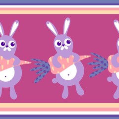 Cute cartoon rabbit and carrot seamless spring pattern for kids clothes print and wrapping paper and fabrics