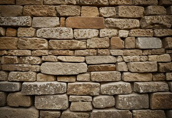 Obraz premium A wall made of stacked stone blocks.