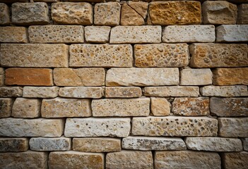 Obraz premium A wall made of stacked stone blocks.