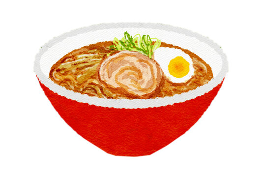 ラーメンの水彩イラスト