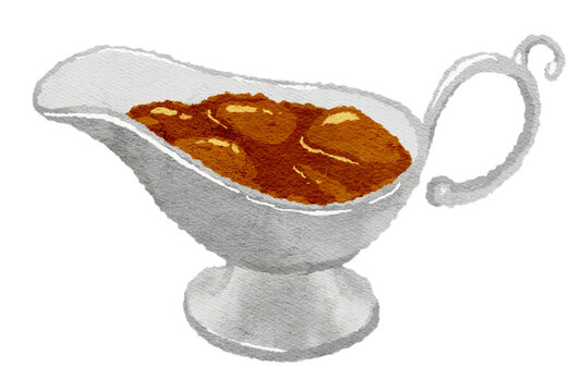 カレーポットに入ったカレールーの水彩イラスト