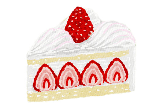 いちごショートケーキの水彩イラスト