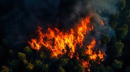 Fototapeta premium Burning forest. Devastating wild fire.