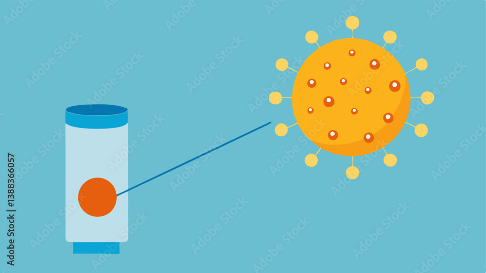 Poster nanosphere particles illustrate tiny spherical particles hovering above a tube of sunscreen with lin