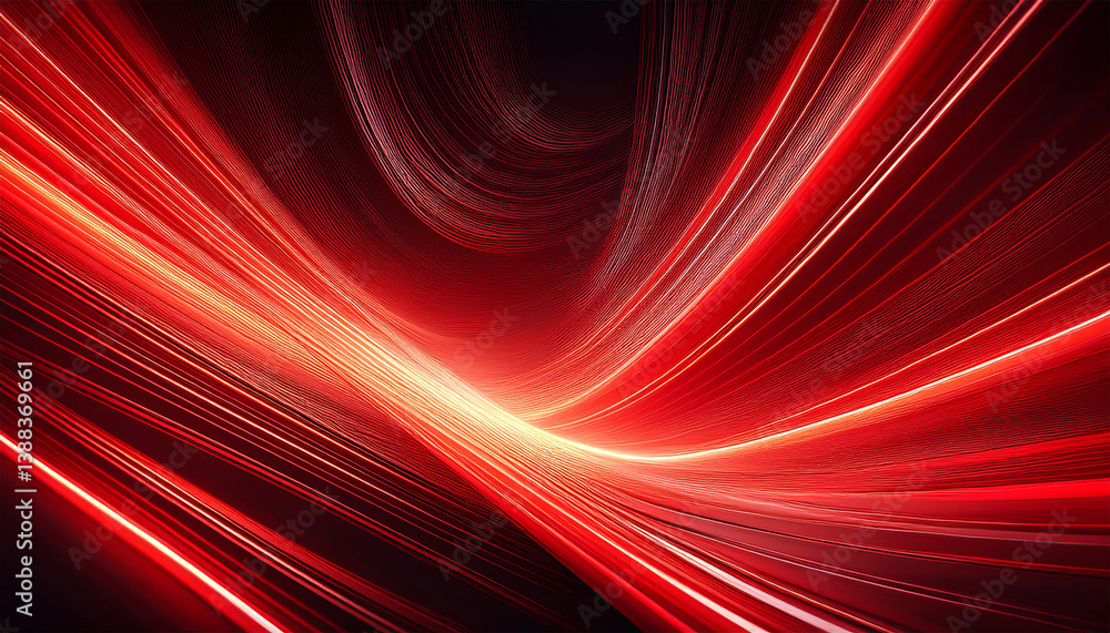 Poster abstract red glowing light trails background generative ai