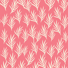 Bicolor contour silhouette seamless pattern with flowers and leaves. Abstract floral spring, summer pastel pattern