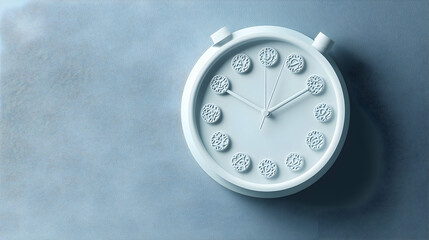 White stopwatch on blue background; time management concept; website banner