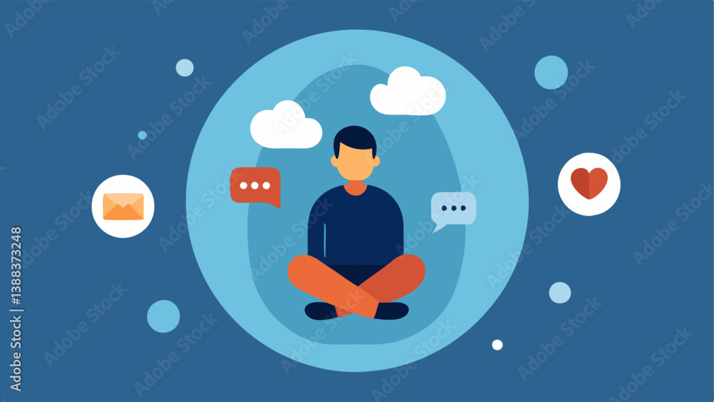 Poster filter bubbles create a visual of a person sitting inside a bubble made of social media icons while 