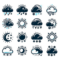 Obraz premium Climate change and daily forecast icons. AI Generated Transparent PNG