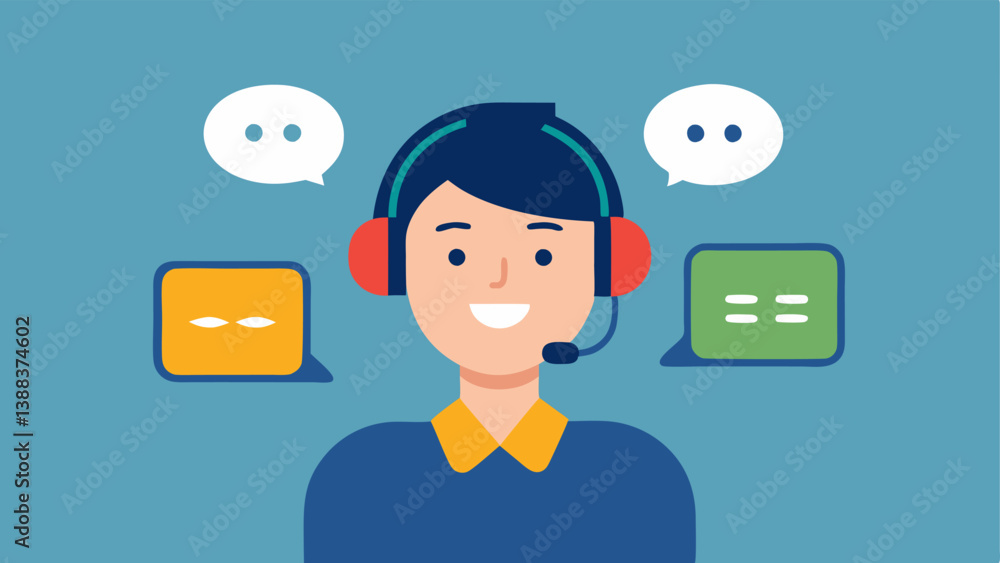 Aufkleber customer engagement a professional smiling while responding to customer inquiries on a headset with 