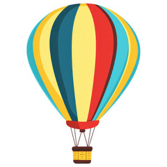 Fototapeta premium Hot Air Balloon Adventure: A vibrant hot air balloon with colorful stripes soars against a clear sky, ready for a breathtaking adventure.