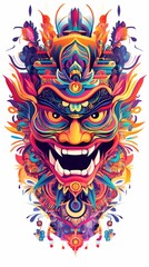Fototapeta premium Tribal monster colorful mask on white background