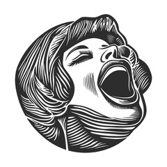 Powerful Expression of Joy in Black and White Vintage Style Art