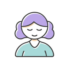 Fototapeta premium Calm girl with closed eyes meditating on a white background 