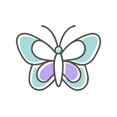 Fototapeta premium Colorful butterfly illustration with pastel colors on white background 