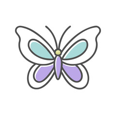 Fototapeta premium Colorful butterfly illustration in soft tones against a white background 