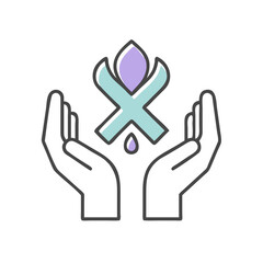 Obraz premium Hands holding a symbol of hope and support against a simple background 