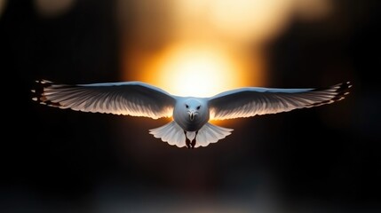 Fototapeta premium Majestic Seagull Soaring in Sunrise