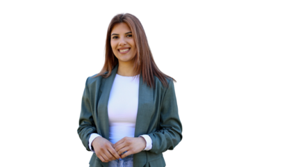 Studio portrait of a young businesswoman smiling on a transparent background