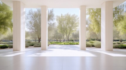 Obraz premium Tranquil Courtyard with Lush Landscape