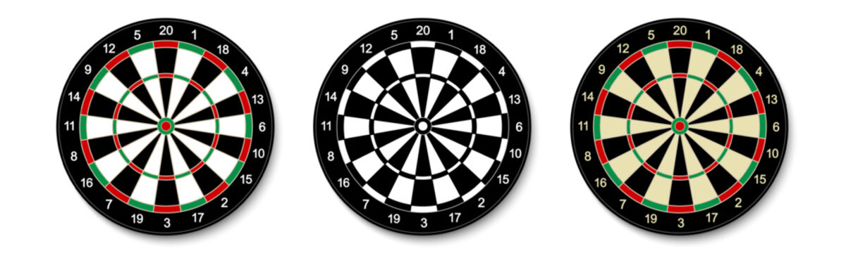 Dartboard flat vector icon. Dart board for pub darts game. Target symbol isolated on white background
