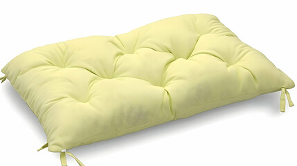 Pale yellow cushion, tufted design, isolated on white, for home decor or furniture