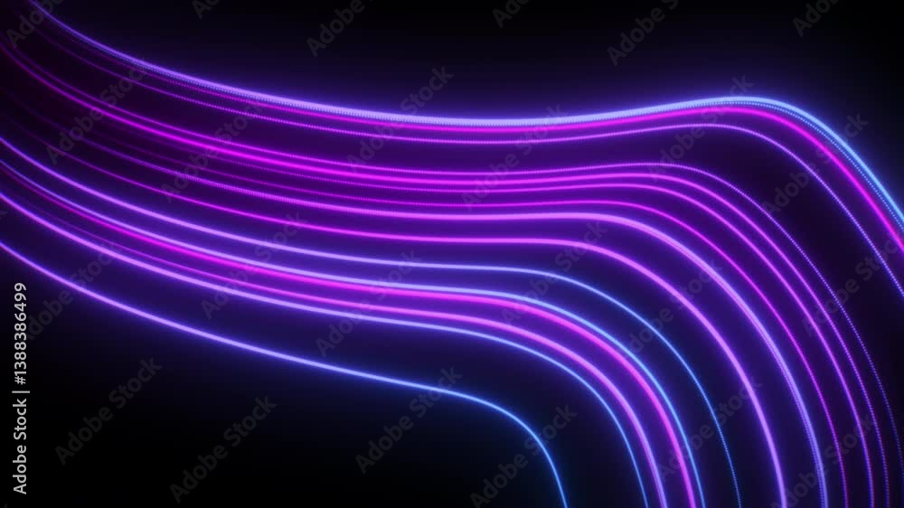 Poster elegant abstract magenta neon curves in soft glowing animation, seamless loop in 4k