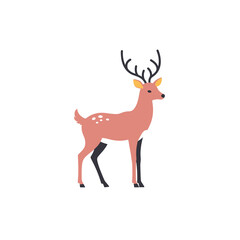 Obraz premium Cute cartoon deer standing proudly on a white background 