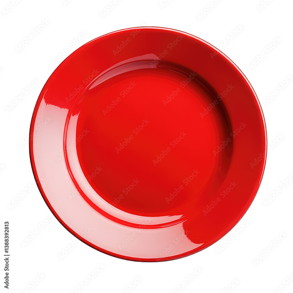 Poster a vibrant red plate with a glossy finish designed for serving food or as a decorative piece its simp