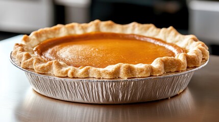 Pumpkin pie on a tray