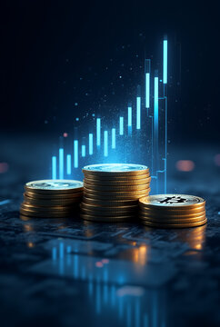 coins and chart